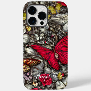 Rote und schwarze Schmetterlinge personalisierter Case-Mate iPhone 14 Pro Max Hülle