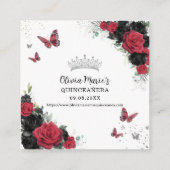 Rote und Schwarze Schmetterlinge Quinceanera UAWG Begleitkarte (Rückseite)