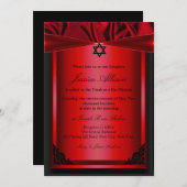 Rote und schwarze Seidenfledermaus Mitzvah Einladu Einladung (Vorne/Hinten)