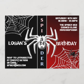 Rote und schwarze Spider Einladungen zum Geburtsta
