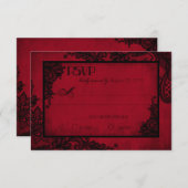 Rote und schwarze Spitzen-Gothic-RSVP-Karte RSVP Karte (Vorne/Hinten)