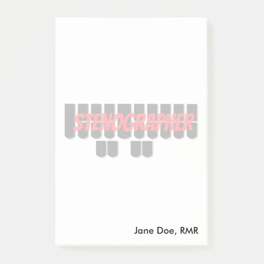 Rote und schwarze Stenograf Steno Post-it Klebezettel (Vorderseite)