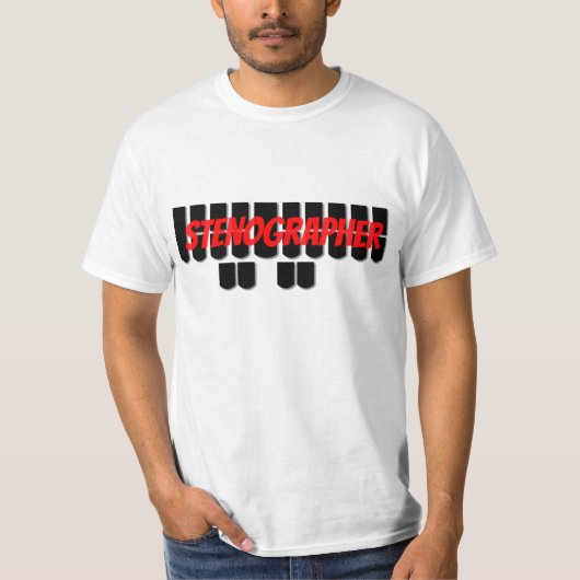 Rote und schwarze Stenograf Steno T-Shirt (Vorderseite)