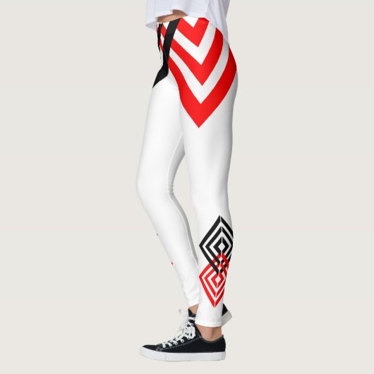 Rote und schwarze Streifen Leggings (Links)