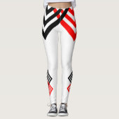 Rote und schwarze Streifen Leggings (Vorderseite)