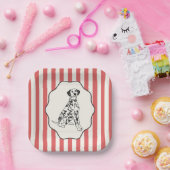 Rote und schwarze Streifen und Hundelosterstellung Pappteller (Party)