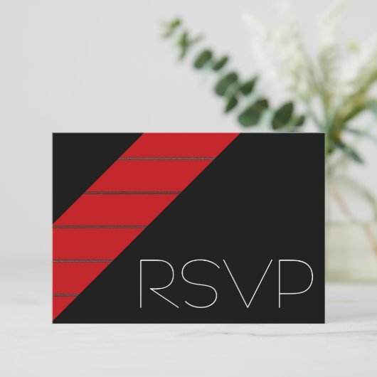 Rote und schwarze Stripe-UAWG RSVP Karte (Stehend Vorderseite)
