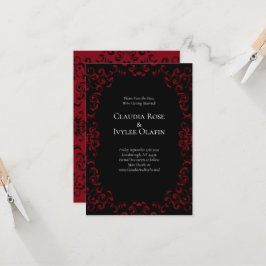 Rote und schwarze Swirl Gothic Wedding Save the Da Einladung