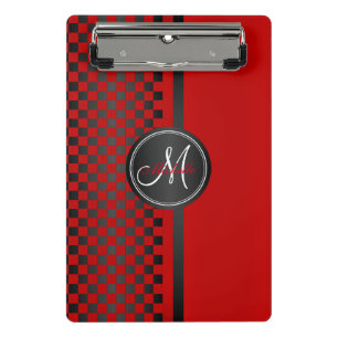 Rote und schwarze Tafel - Monogramm Mini Klemmbrett