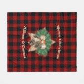 Rote und schwarze Tartan Nordic Wooden Weihnachtss Fleecedecke (Vorderseite (Horizontal))