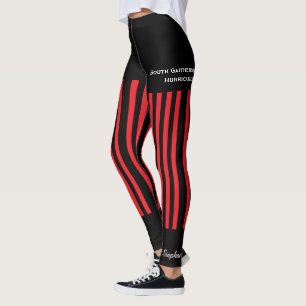 Rote und schwarze Team-/Verein-Leggings mit Fake Leggings