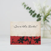 Rote und schwarze Torn Papier Hochzeit speichern d Ankündigungspostkarte (Stehend Vorderseite)