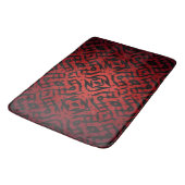 Rote und schwarze Tribal-Muster Badematte (Schrägansicht)