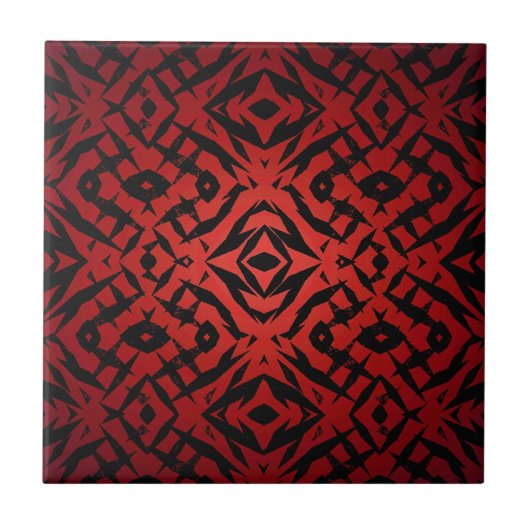 Rote und schwarze Tribal-Muster Fliese (Vorderseite)