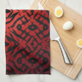 Rote und schwarze Tribal-Muster Geschirrtuch (Viertel Falte)