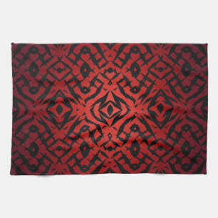 Rote und schwarze Tribal-Muster Geschirrtuch