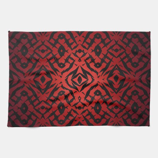 Rote und schwarze Tribal-Muster Geschirrtuch (Horizontal)