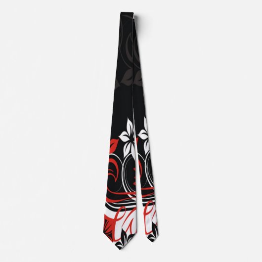 Rote und schwarze Tribal-Print Krawatte (Vorderseite)