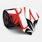 Rote und schwarze Tribal-Print Krawatte (Gerollt)