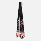 Rote und schwarze Tribal-Print Krawatte (Rückseite)