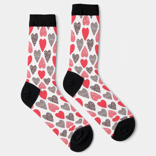 Rote und schwarze Valentinerherzen Socken (Rechts)