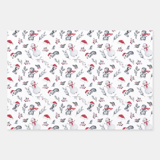 Rote und schwarze Weihnachtsmuster Geschenkpapier Set (Vorderseite 3)