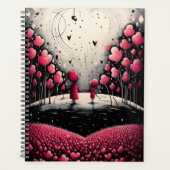 Rote und schwarze Whimsikale Mutter und Kinderherz Planer (Vorderseite)