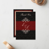 Rote und Schwarze Winterhochzeit Danke, dass ihr e Mitteilungskarte (Vorderseite/Rückseite Beispiel)