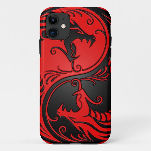 Rote und schwarze Yin Yang Drachen Case-Mate iPhone Hülle (Rückseite)