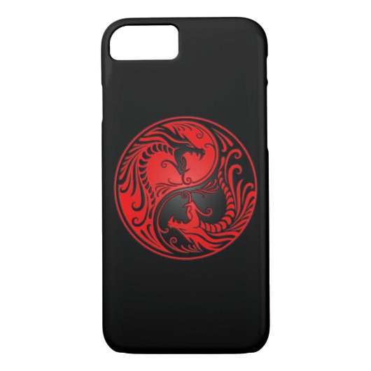 Rote und schwarze Yin Yang Drachen Case-Mate iPhone Hülle (Rückseite)