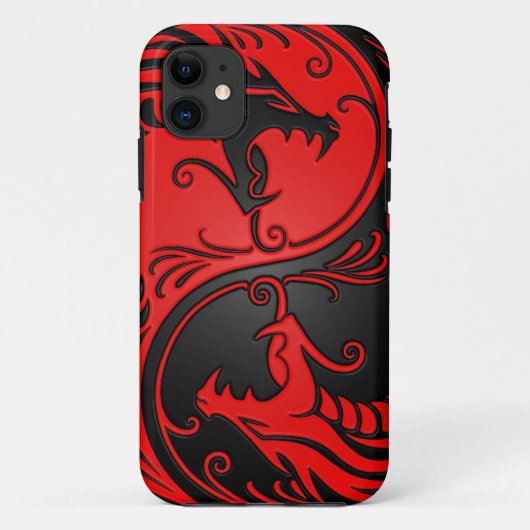 Rote und schwarze Yin Yang Drachen Case-Mate iPhone Hülle (Rückseite)