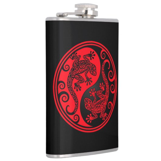 Rote und schwarze Yin Yang Eidechsen Flachmann (Rechts)