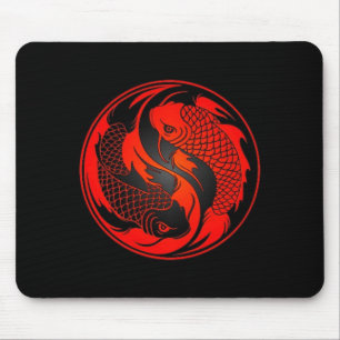 Rote und schwarze Yin Yang Koi Fische Mousepad
