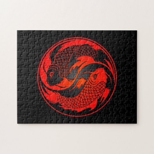 Rote und schwarze Yin Yang Koi Fische Puzzle (Horizontal)