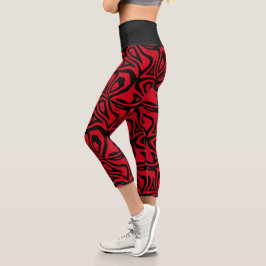 Rote und schwarze Zebrastreifen Frauen Capris Legg
