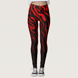 Rote und schwarze Zebrastreifen: Stilvolle Legging Leggings