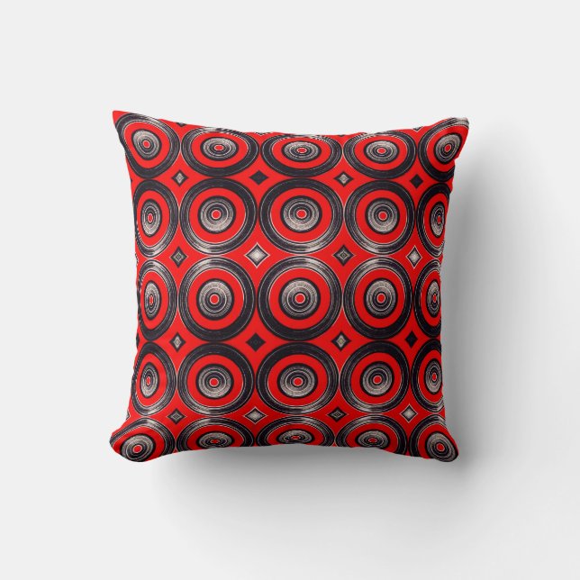 Rote und Schwarzes Kreise - Throw Pillow Kissen (Vorderseite)