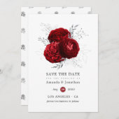 Rote und Silberblume Save The Date (Vorne/Hinten)