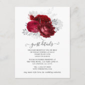 Rote und Silberflorale Hochzeitgäste Details Begleitkarte (Vorderseite)