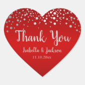 Rote und silberne Confetti-Punkte - Herz Herz-Aufkleber (Vorderseite)