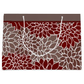Rote und silberne Dahlien große Geschenktasche Geschenktüte (Vorderseite)