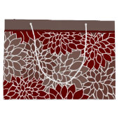 Rote und silberne Dahlien große Geschenktasche Geschenktüte (Rückseite)