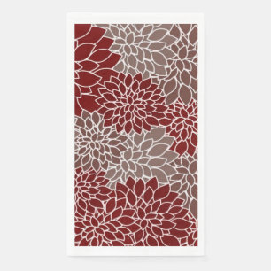 Rote und silberne Dahlien Serviette