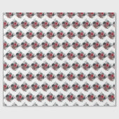 Rote und silberne elegante Blumen Geschenkpapier (Flach)