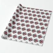 Rote und silberne elegante Blumen Geschenkpapier (Ungerollt)