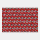 Rote und silberne elegante Blumen Geschenkpapier Set (Vorderseite 3)