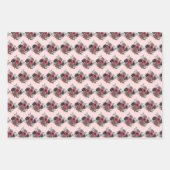 Rote und silberne elegante Blumen Geschenkpapier Set (Vorderseite 2)