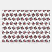 Rote und silberne elegante Blumen Geschenkpapier Set (Vorderseite)