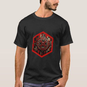 Rote und silberne keltische Knoten in einem sechse T-Shirt