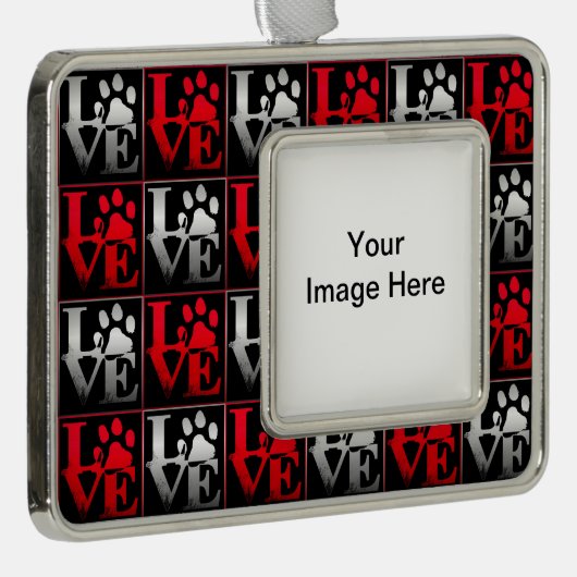 Rote und silberne Liebe Muster Zierdekoration Rahmen-Ornament Silber (Rechts)